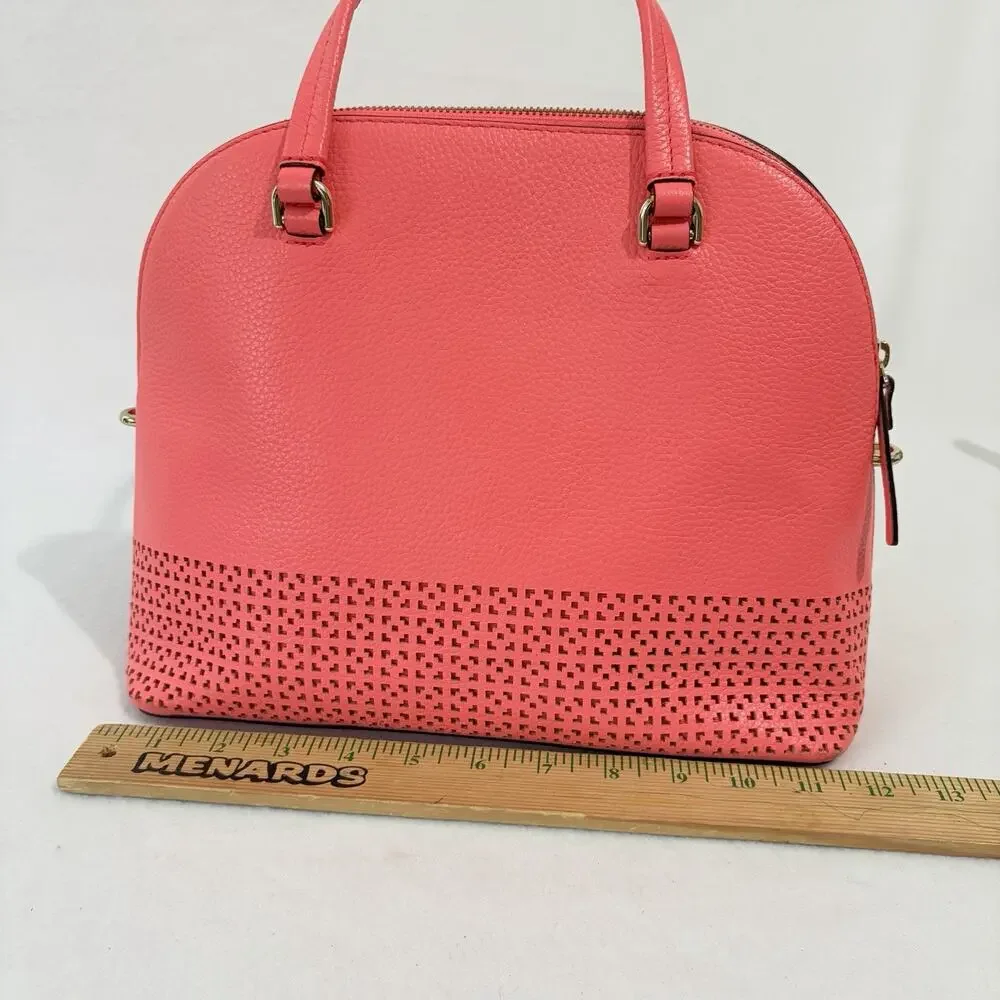 Kate Spade Wakefield Lane Carli Coral Handbag Pinkish Orange Laser Cut Purse